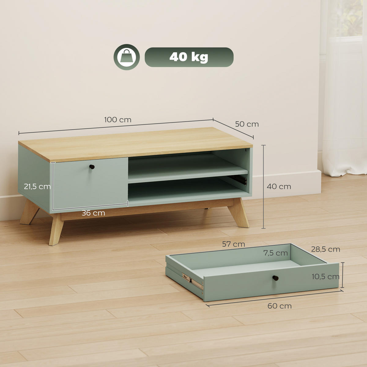 COUCHTISCH Beige 1 Stück - Beige, Kunststoff (100/50/40cm) - GiPP