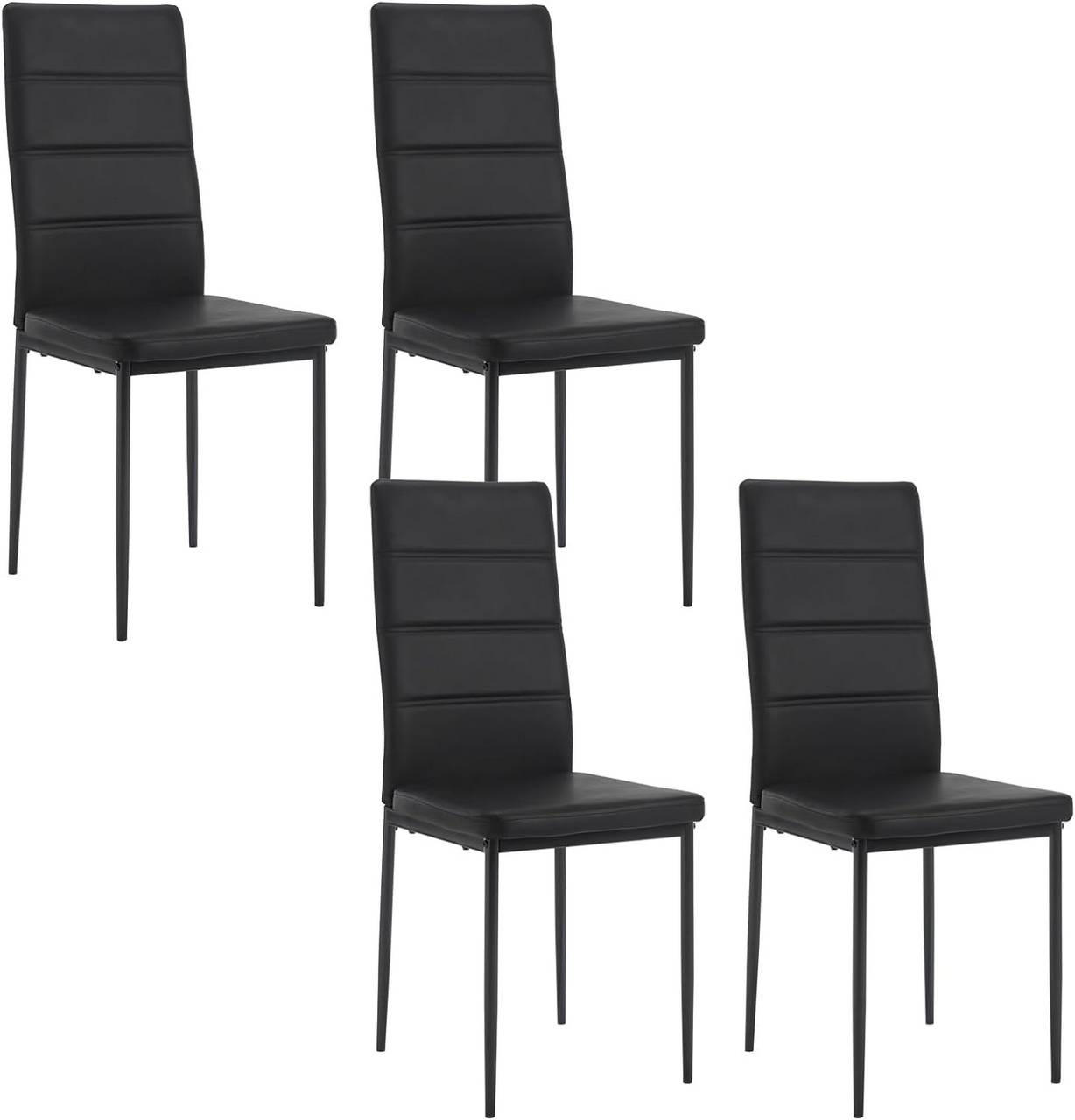 ESSZIMMERSTÜHLE 4er Set aus Kunstleder, Schwarz - Schwarz, Kunststoff/Metall (40/98/51cm) - Woltu
