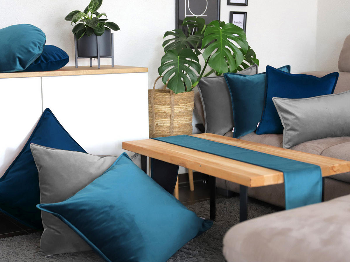 NACKENROLLENHÜLLE Samt&Sonders admiral-blau 40/15 cm - Blau/Dunkelblau, Textil (15/40cm) - beties Heimtextil