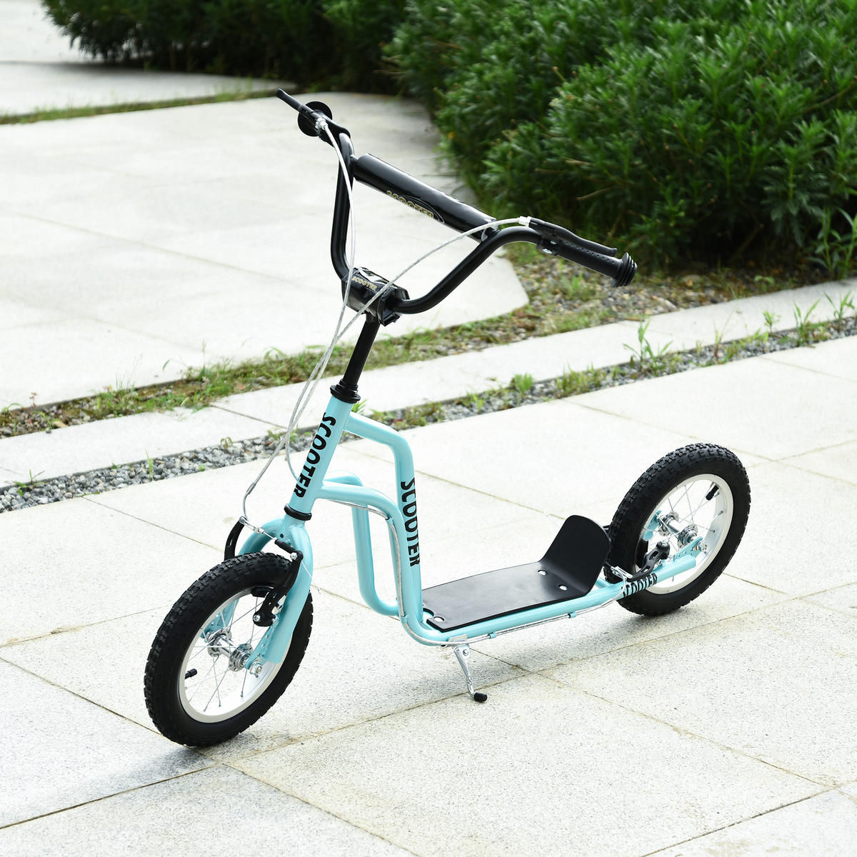 KINDERROLLER Lenker Verstellbar Tretroller mit Luftreifen 12 Zoll Blau - Blau, Metall (120/58/80cm) - HOMCOM