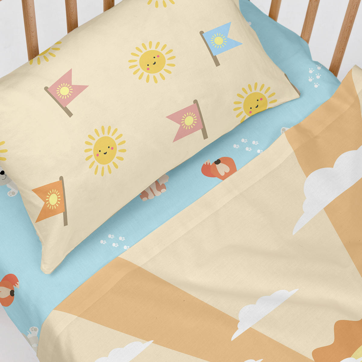BETTWÄSCHE 2er-Set teiliges camping 120x180 cm (kinderbett) mehrfarbig - Multicolor, Textil (120/180cm) - Happy Friday