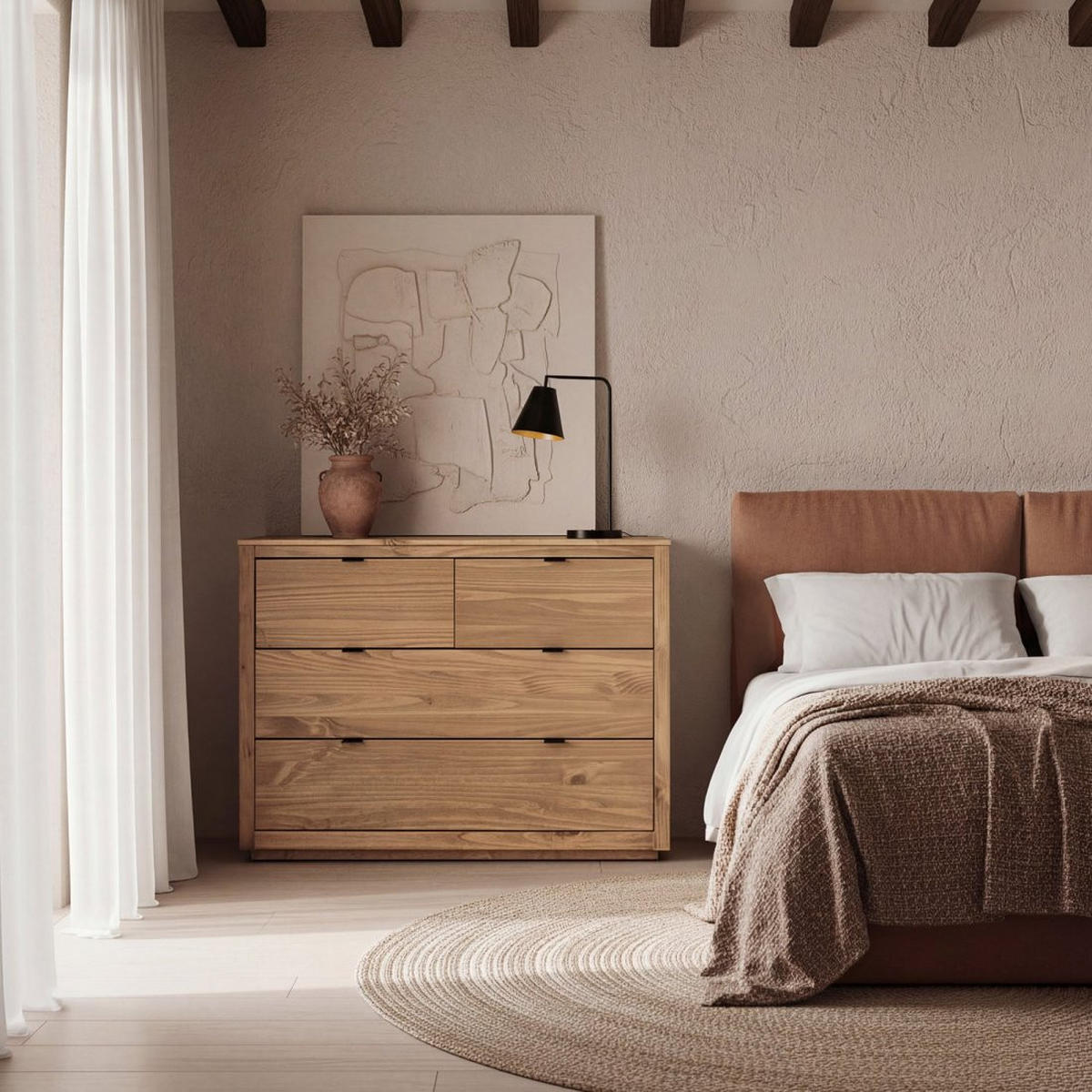 KOMMODE MIT SCHUBLADEN Sven Natürlich 110 cm x 80 cm - Naturfarben, Holz (110/80/39cm) - Klast Home