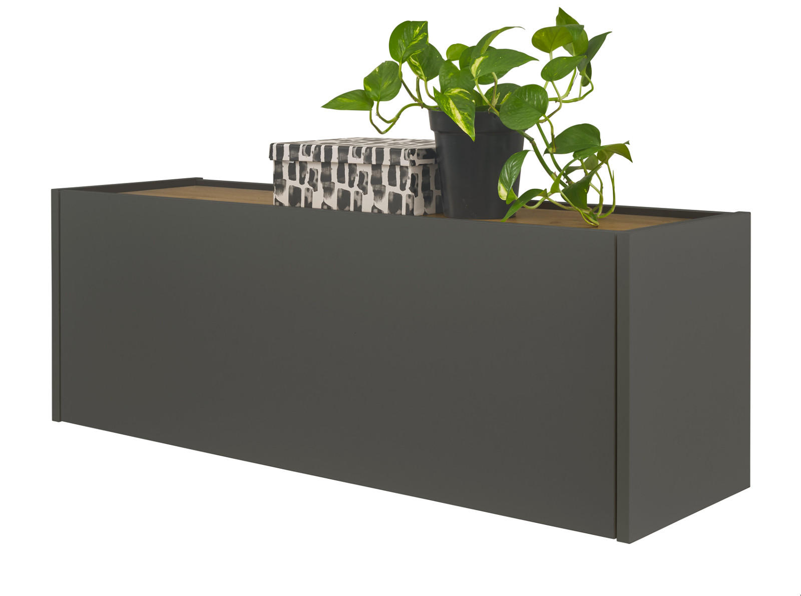 HÄNGEELEMENT grau matt, Eiche Wotan 100 cm, Hängeschrank für Homeoffice und Büro - Eiche Wotan/Grau, Holzwerkstoff (100/35/30cm) - Furn.Design