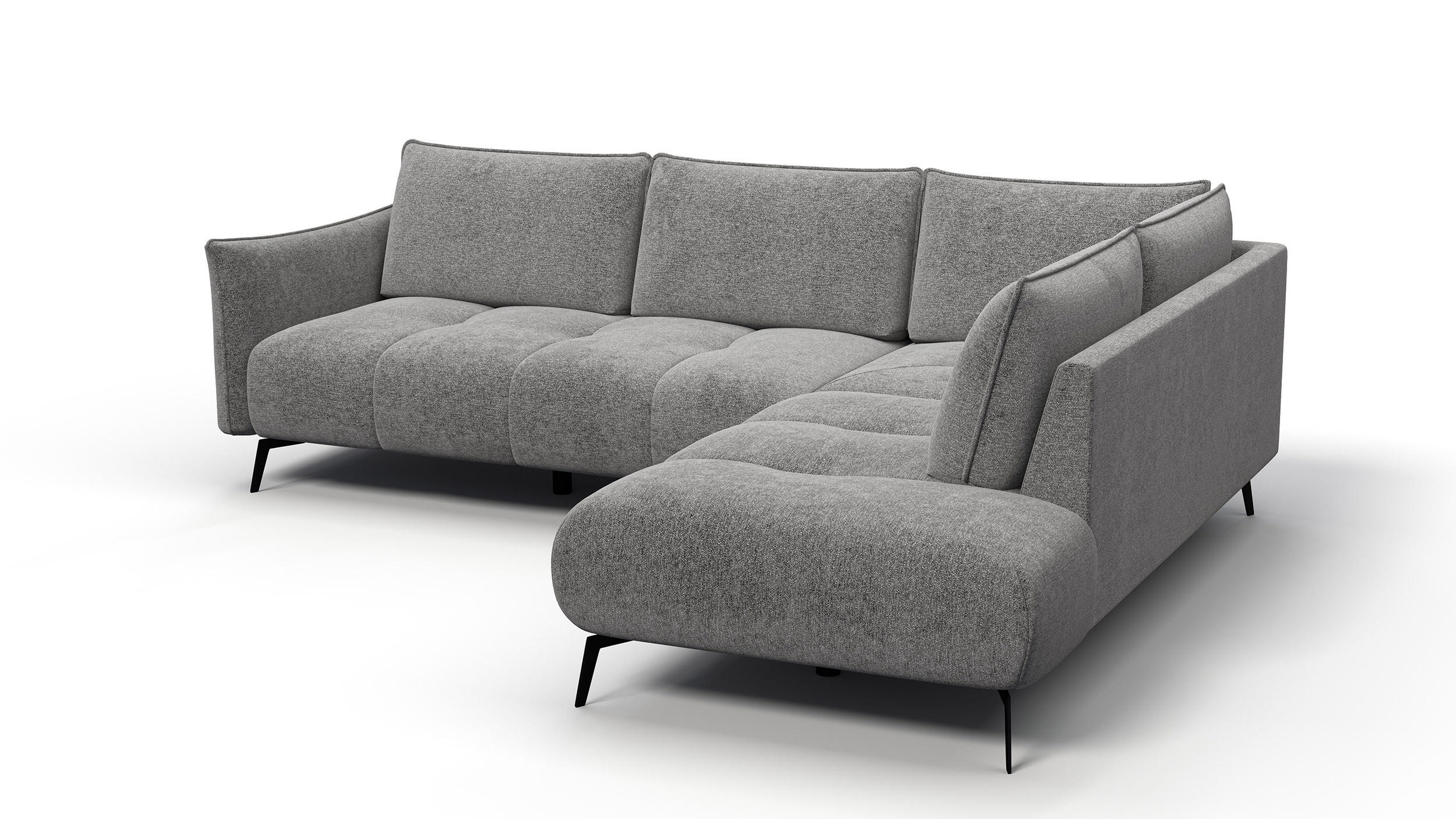 ECKSOFA AERA 5-Sitzer rechts, platingrau - Schwarz/Grau, Holz/Textil (268/206cm) - Courtois Laville