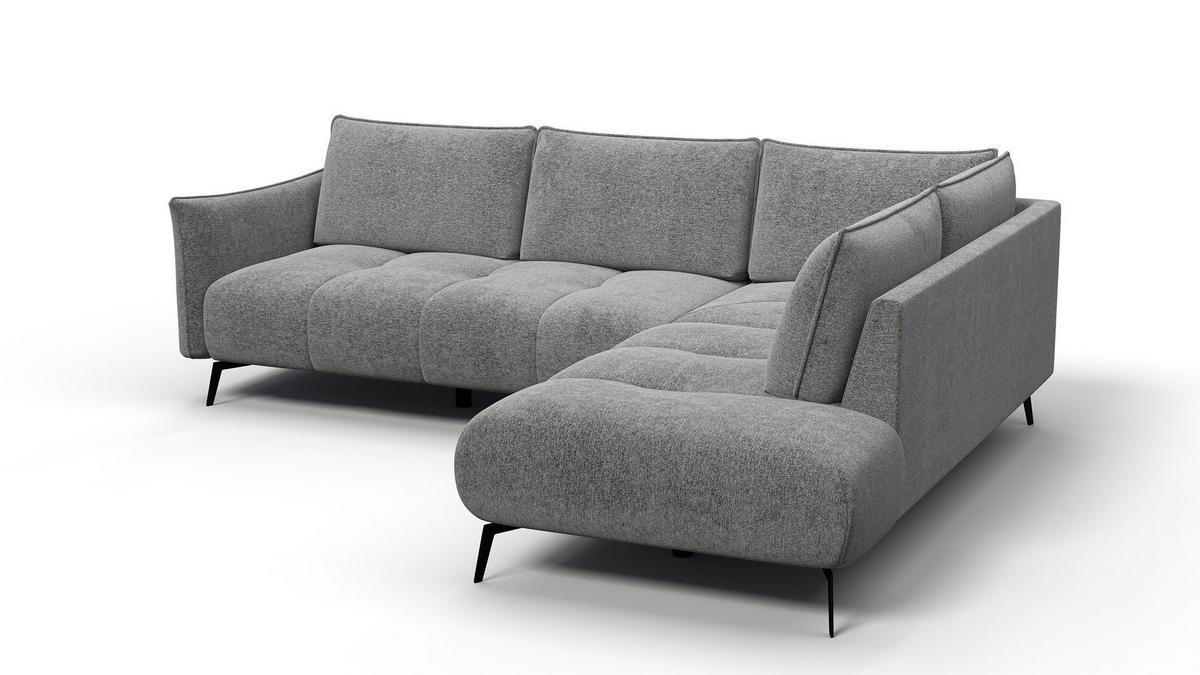 ECKSOFA AERA 5-Sitzer rechts, platingrau - Schwarz/Grau, Holz/Textil (268/206cm) - Courtois Laville