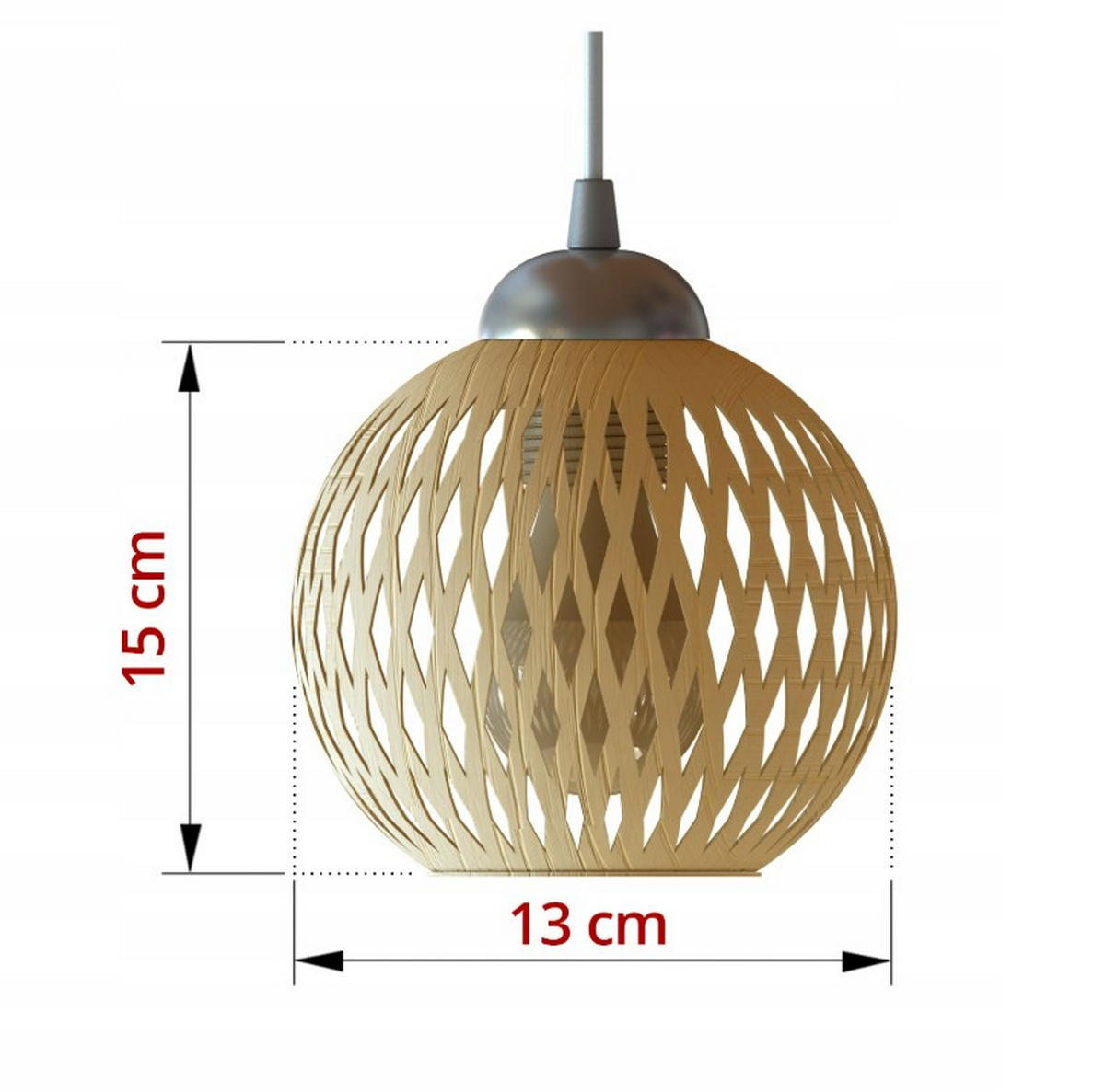 PENDELLEUCHTE BOHO - Beige/Schwarz, Holz/Metall (13/70/100cm) - kiki design