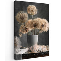 LEINWANDBILD Blumensamen - Löwenzahn - Vase - Stilleben - Blumenstrauß Deko Groß 90x140 cm - Dunkelgrau, Textil (90/140cm) - MuchoWow