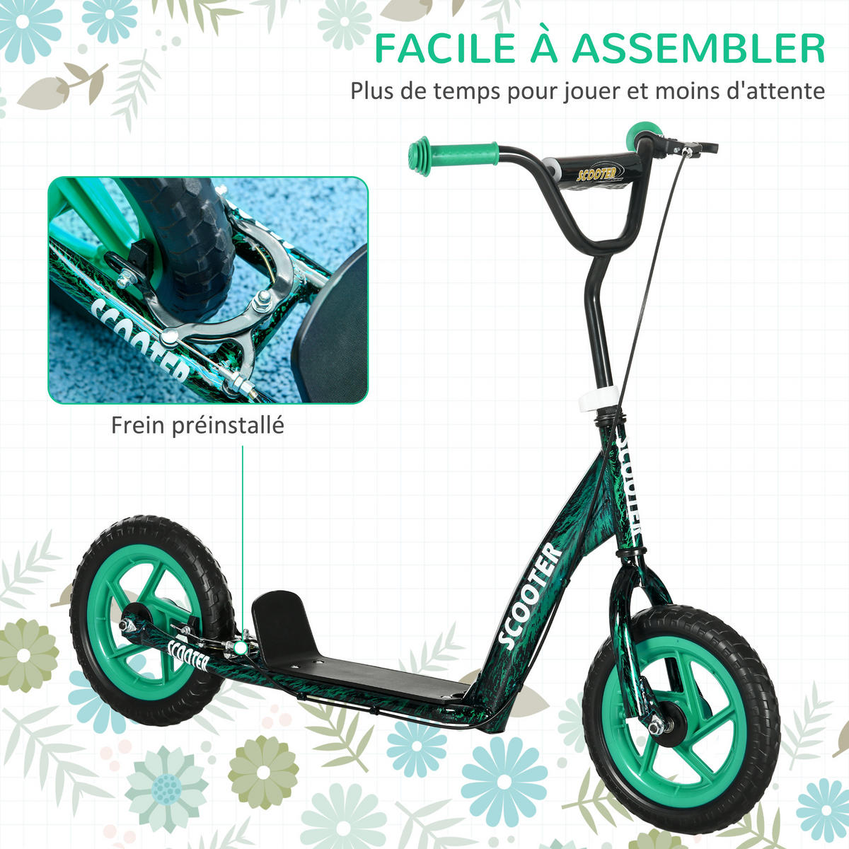 KINDERSCOOTER DE-16945 5-fach höhenverstellbar Grün - Grün, Metall (118/52/88cm) - ComfortXL
