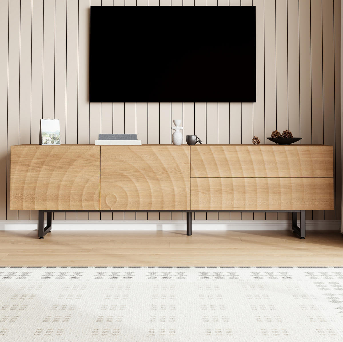 TV-SCHRANK mit Kabeldurchführung 180 x 38 x 51,5 cm Holzoptik Natural - Braun, Holzwerkstoff (38/51.5/180cm) - Beauniv