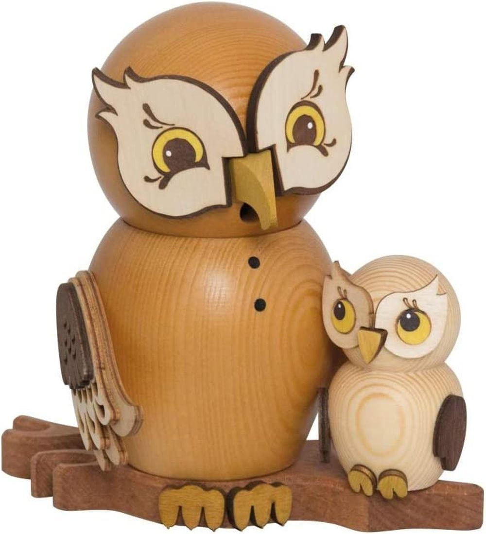 RAUCHFIGUR Eule mit Kind 15 cm - Multicolor, Holz (10/15/10cm)
