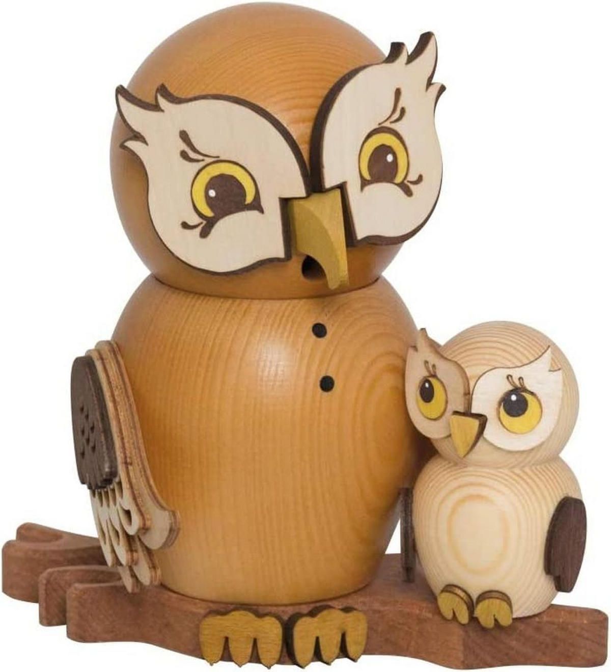 RAUCHFIGUR Eule mit Kind 15 cm - Multicolor, Holz (10/15/10cm)