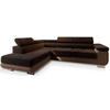 ECKSOFA SELVA L-S Braun Velours-Stoff mit Schlaffunktion - Braun, Holz (275/202cm) - MASSENO