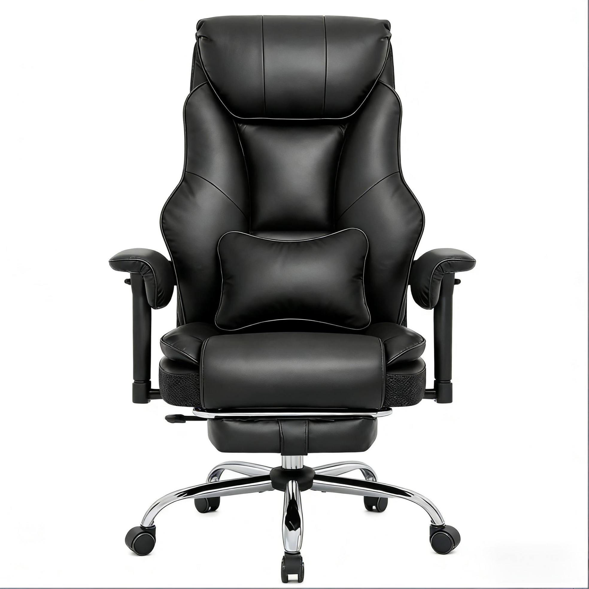 BÜROSTUHL in Schwarz 77x35,5x125,5 cm, höhenverstellbar mit Fußstütze und verstellbarer Rückenlehne - Schwarz, Kunststoff (35.5/125.5/77cm) - IVMEU