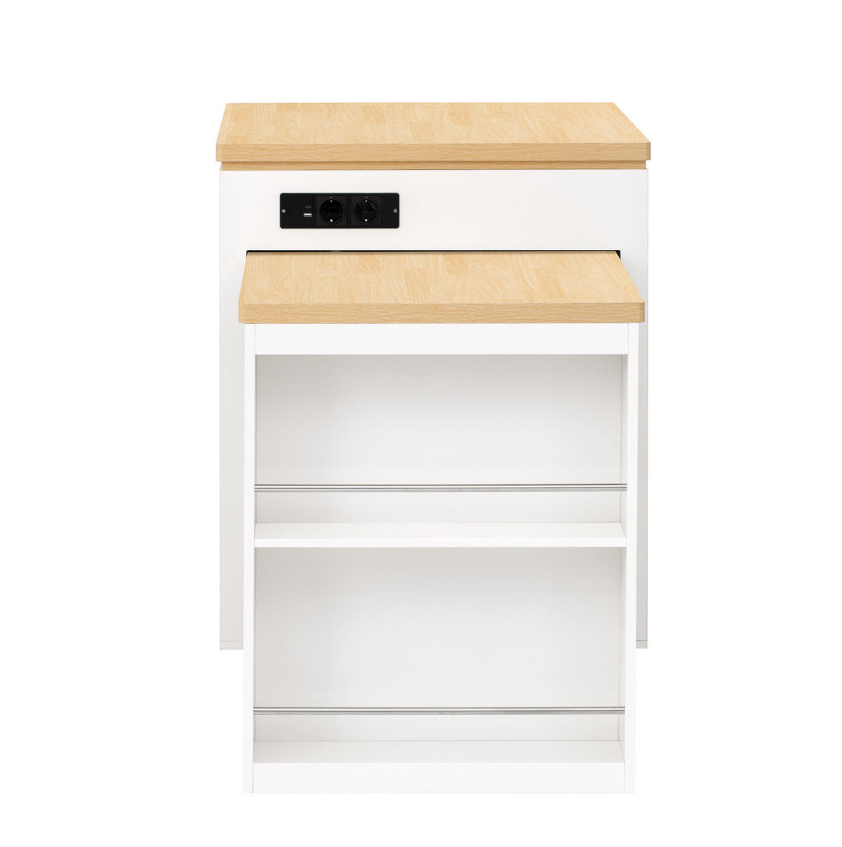 KÜCHENINSEL 125,5-187,5/71/93 cm aus MDF mit ausziehbarer Tischplatte und LED-Beleuchtung Weiß - Weiß, Holzwerkstoff (125.5/93/71cm) - Modenvie