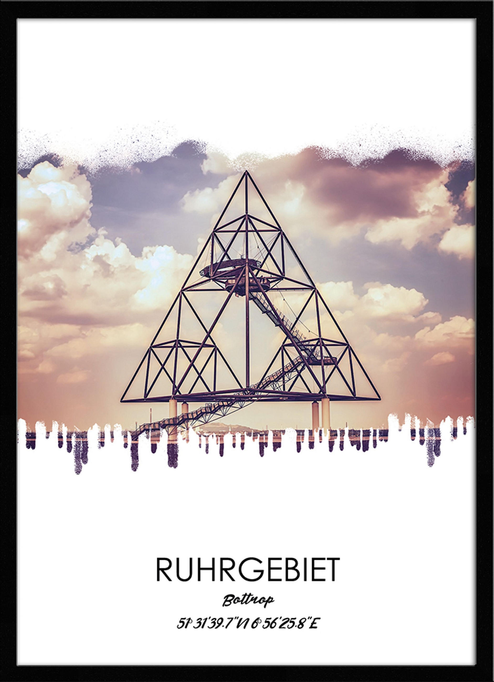 POSTER mit Rahmen 50x70 cm Ruhrgebiet Bottrop - Beige, Holz (51/71cm) - artissimo