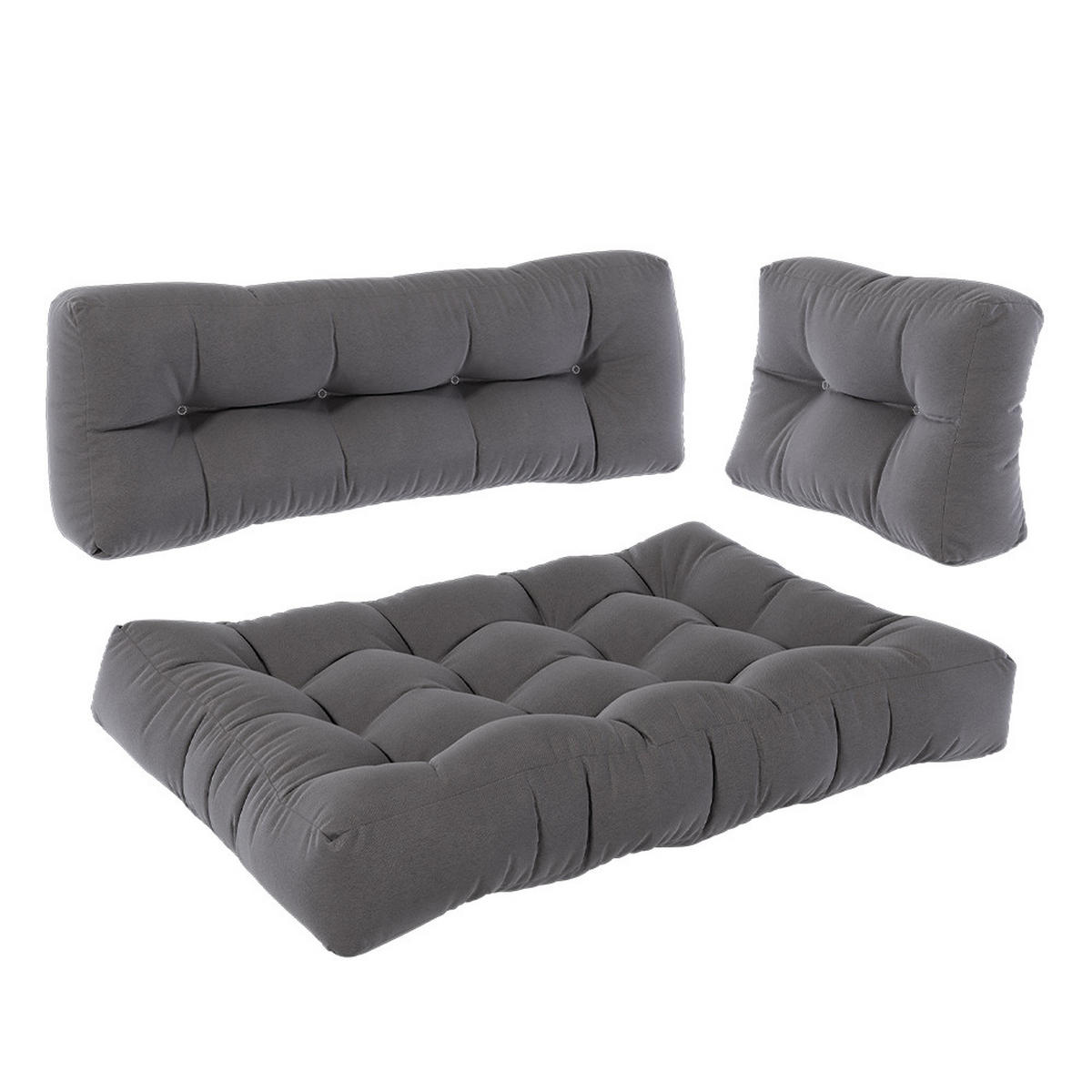 PALETTENKISSEN SET Flocken Grau 120 x 80 cm 3 Teile - Grau, Textil (120/80/15cm) - Vicco