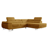 ECKSOFA Stevil Senfgelb Cordbezug - Silberfarben/Messingfarben, Textil/Metall (275/203cm) - Selsey