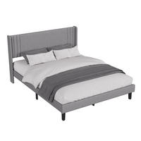 POLSTERBETT 140x200 cm Doppelbett mit Lattenrost, Leinenstoff Grau - Grau, Metall (140/200cm) - EuroLiving