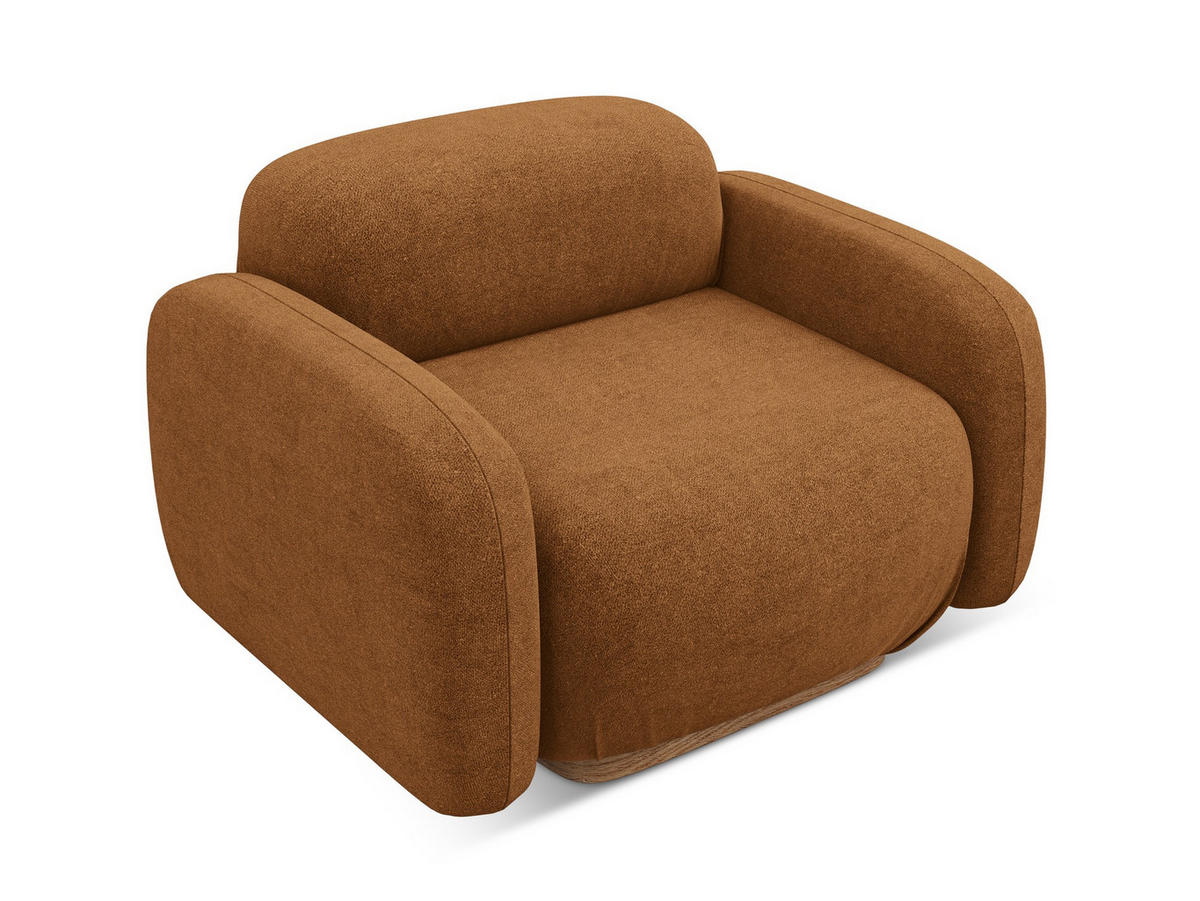 SESSEL Bouclé Stoff Orange - Pink/Terra cotta, Holz/Textil (110/73/95cm) - Makamii