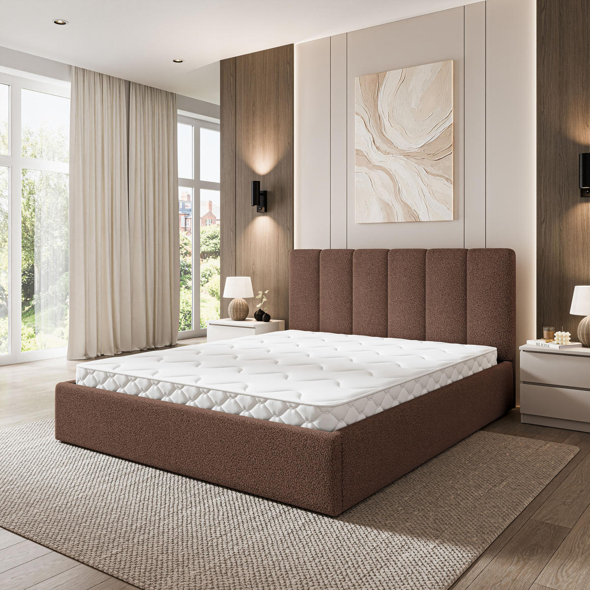 ČALOUNĚNÁ Postel NEMIS 160x200 cm Hnědá - hnědá, kompozitní dřevo/textil (160/200cm) - MASSENO
