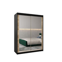 SCHWEBETÜRENSCHRANK 200/150/62 2-türig - Silberfarben/Schwarz, Holz/Kunststoff (150/200/62cm) - Abiks Möbel