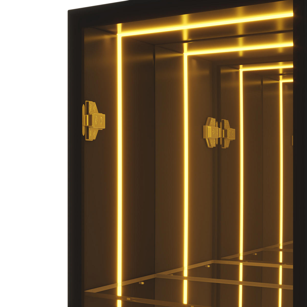 VITRINE in Schwarz Aufbewahrungsschrank mit verstellbare Einlegeböden, Scharniere mit Soft-Close-Funktion, 30/30/90 - Transparent/Naturfarben, Glas/Holzwerkstoff (30/90/30cm) - STILVORA