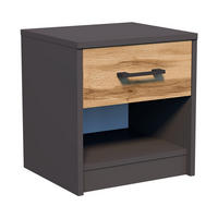 BEISTELLTISCH mit 1 Schublade 35 cm Breite in Graphit / Eiche - Eichefarben/Graphitfarben, Holzwerkstoff (39/35/45cm) - Home Collective