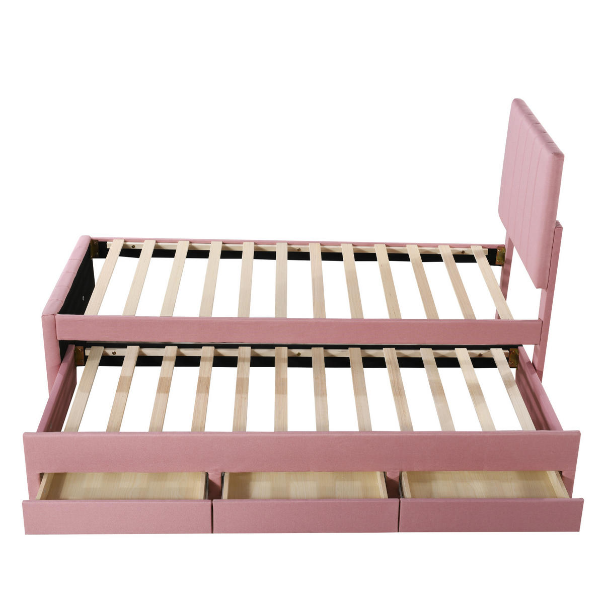 POLSTERBETT mit Ausziehbett und 3 Schubladen 90x200 cm Rosa - Pink, Holzwerkstoff (90/200cm) - Beauniv
