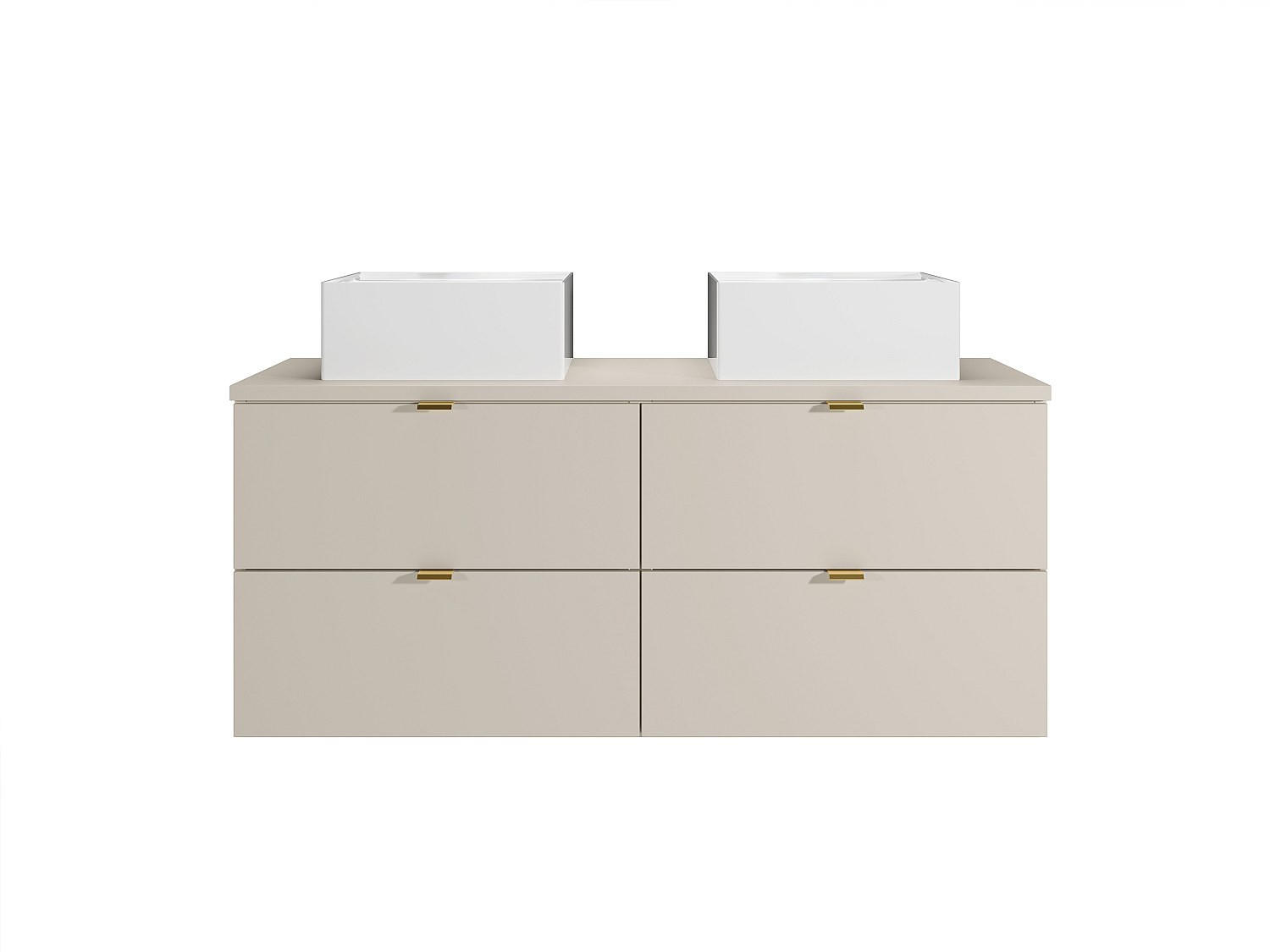 DOPPELWASCHTISCH - 120 cm x 46 cm - Holz, Platte - Beige - LAVENA - Beige, Holz (120/50/46cm) - Vente-Unique
