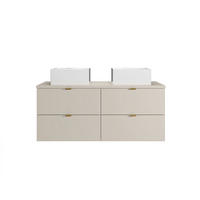 DOPPELWASCHTISCH - 120 cm x 46 cm - Holz, Platte - Beige - LAVENA - Beige, Holz (120/50/46cm) - Vente-Unique