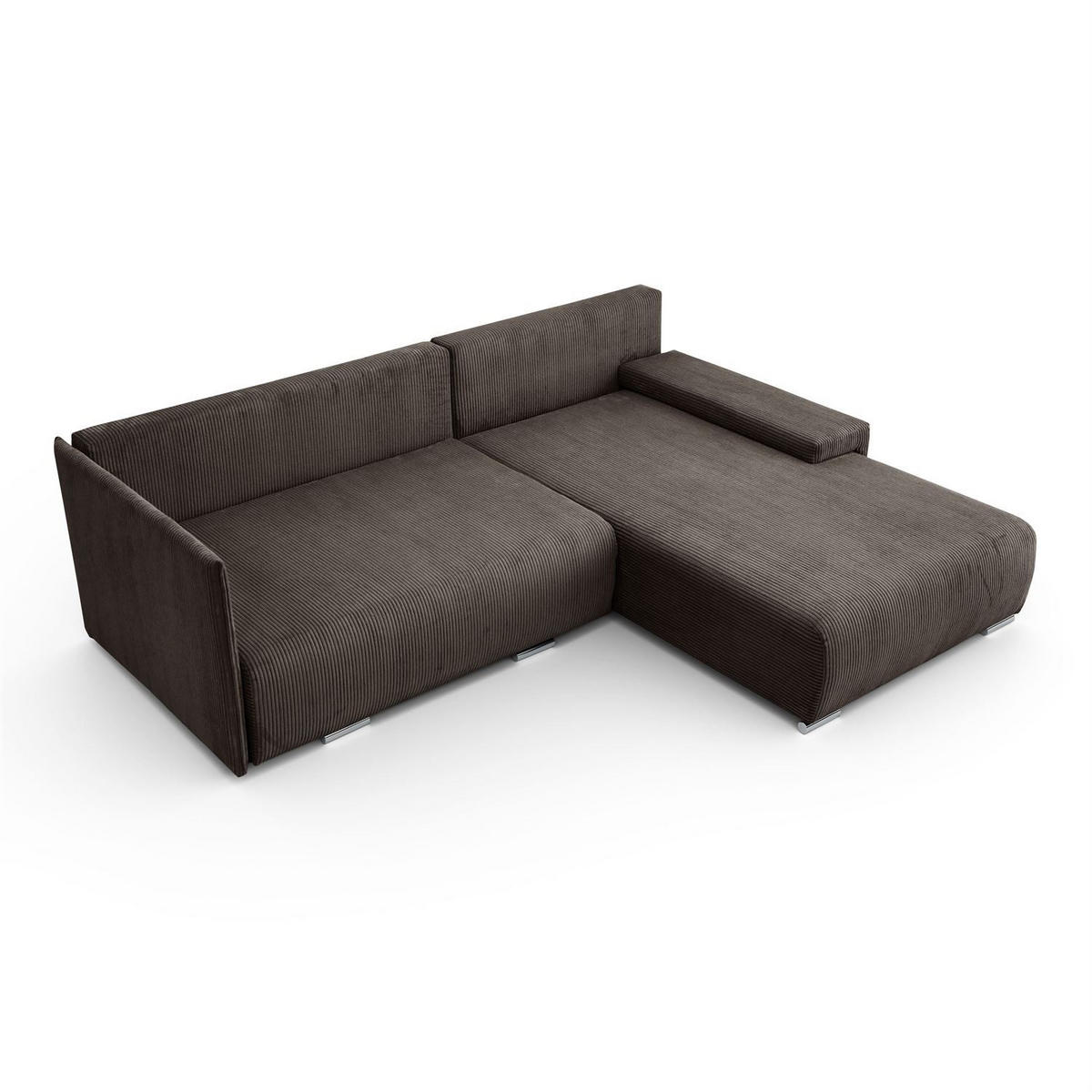 ECKSOFA LAVIO L mit Schlaffunktion und Bettzeugkasten Rechte - Graubraun, Textil (246/188cm) - Lookway