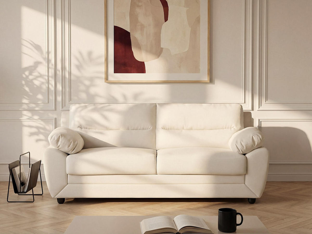 SOFA ohne Schlafmöglichkeit - 3 Personen - Kunstleder - Weiß - - Weiß, Leder (201/88/82cm) - Vente-Unique