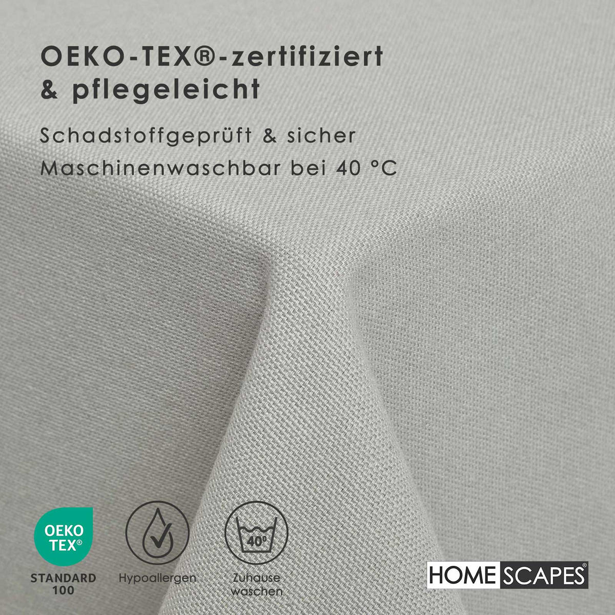 TISCHDECKE grau 137/228 cm, 100% Baumwolle - Grau, Textil (137/228cm) - Homescapes