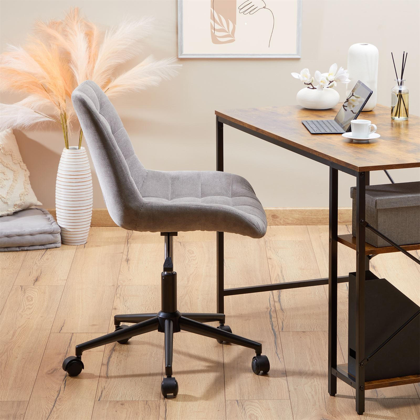 Thumbnail - Idimex Drehstuhl, Grau, Textil, Mode, 54x80x61 cm, Arbeitszimmer, Bürostühle, Drehstühle