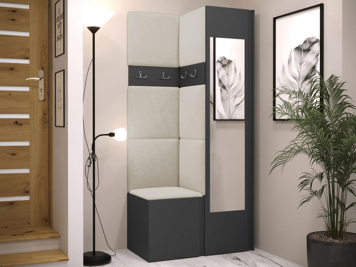 GARDEROBEN-SET Orion XXV - Beige/Graphitfarben, Holzwerkstoff/Kunststoff (82/186/46cm) - MIRJAN24