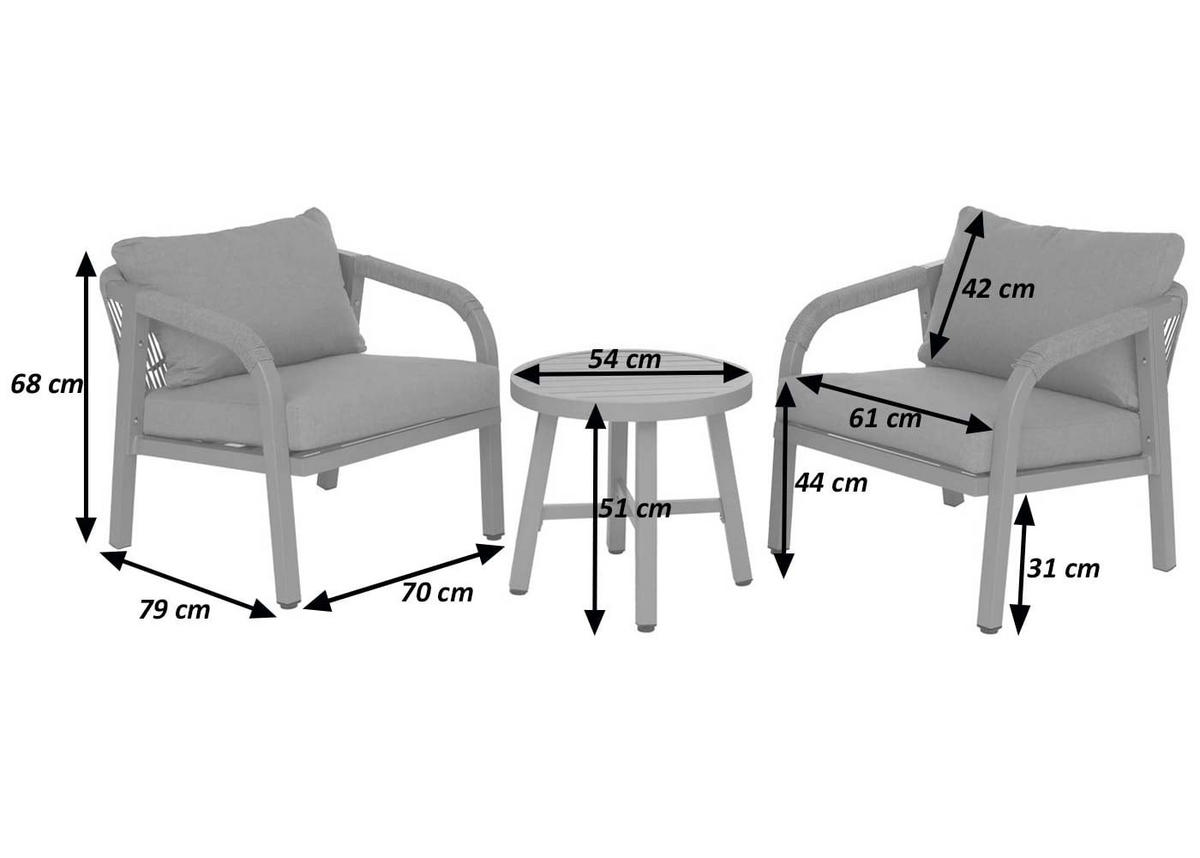 LOUNGE-SET Dunkelgrau - Dunkelgrau, Metall - MCW