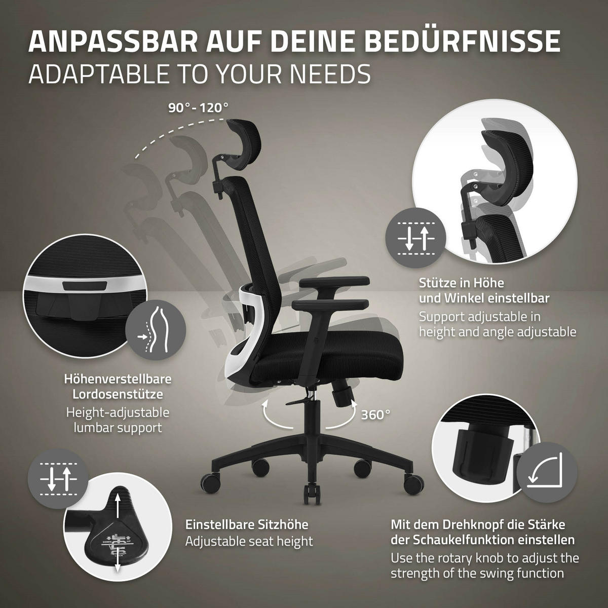 SCHREIBTISCHSTUHL Surpreme schwarz - Schwarz, Kunststoff (66/123/68cm) - ML-DESIGN