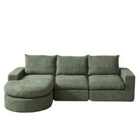 SOFA modular mit Chaiselongue 251 x 160 x 81 cm Chenille Green 4-teilig - Grün, Kunststoff (160/250cm) - Meubliv