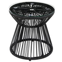 BALKONOVÝ STŮL, černý, železo, PE ratan, sklo - černá, plast (40/40/42cm) - Outsunny