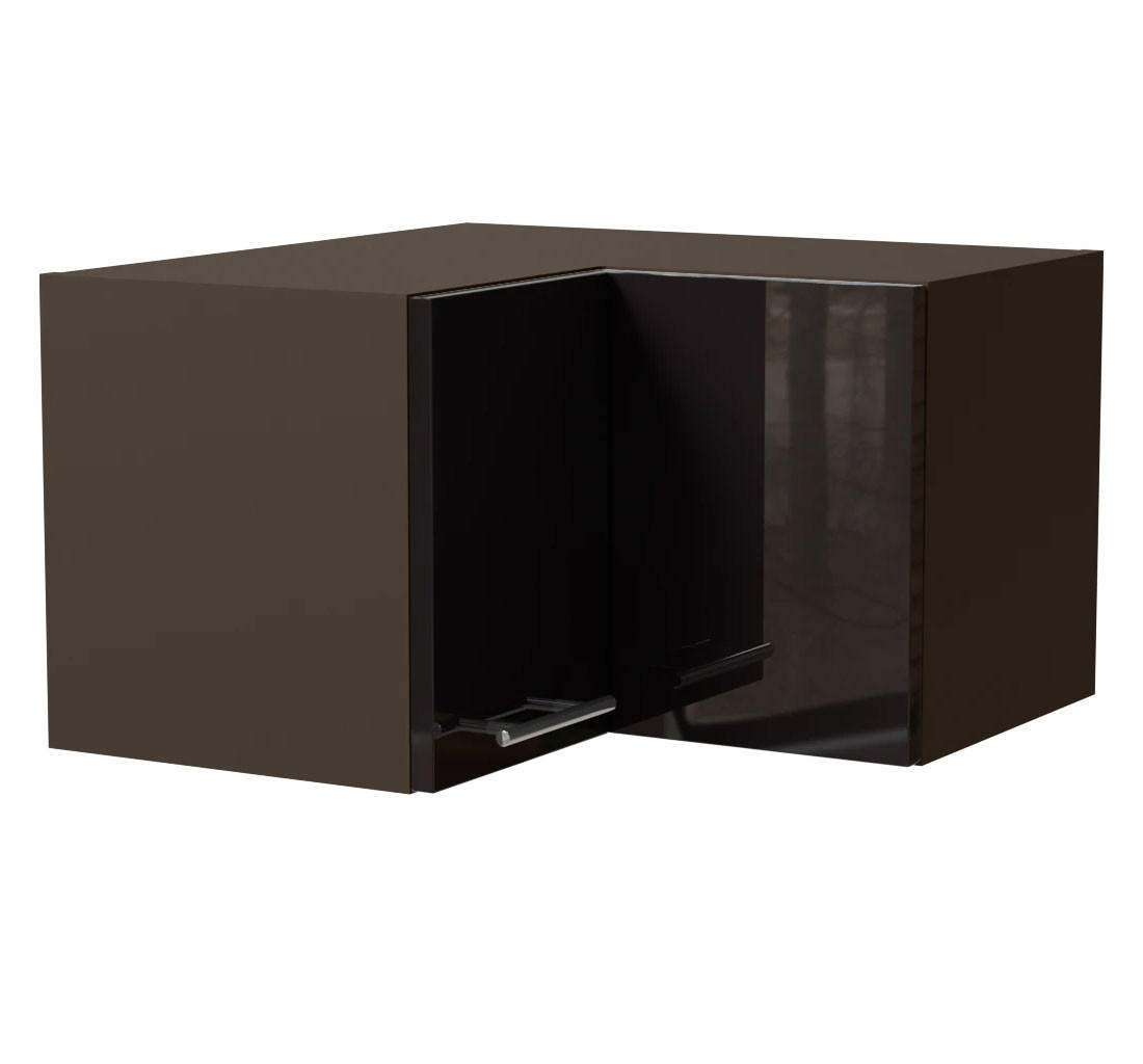 Feldmann-Wohnen Eckhängeschrank Schwarz Hochglanz, Dunkelgrau 60x36x60 cm