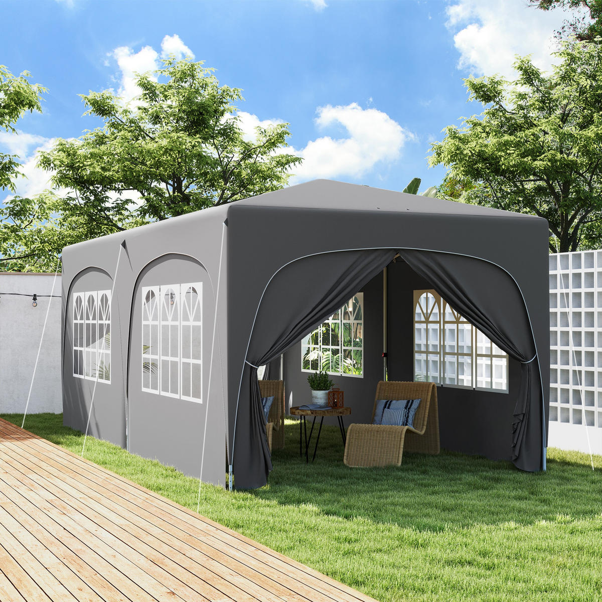 PAVILLON DE-13993 Pop-up 3/6 m, höhenverstellbar, UPF50+ Hellgrau - Grau, Textil (300/270/597cm) - ComfortXL