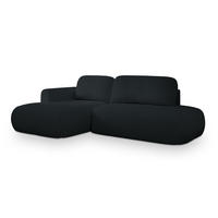 ECKSOFA NUVIRA L-S Schwarz Boucle-Stoff mit Schlaffunktion - Schwarz, Holz (274/165cm) - MASSENO
