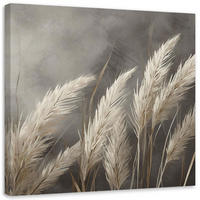 WANDBILD gras natur botanik beige - Grau, Textil (50/50cm) - Feeby