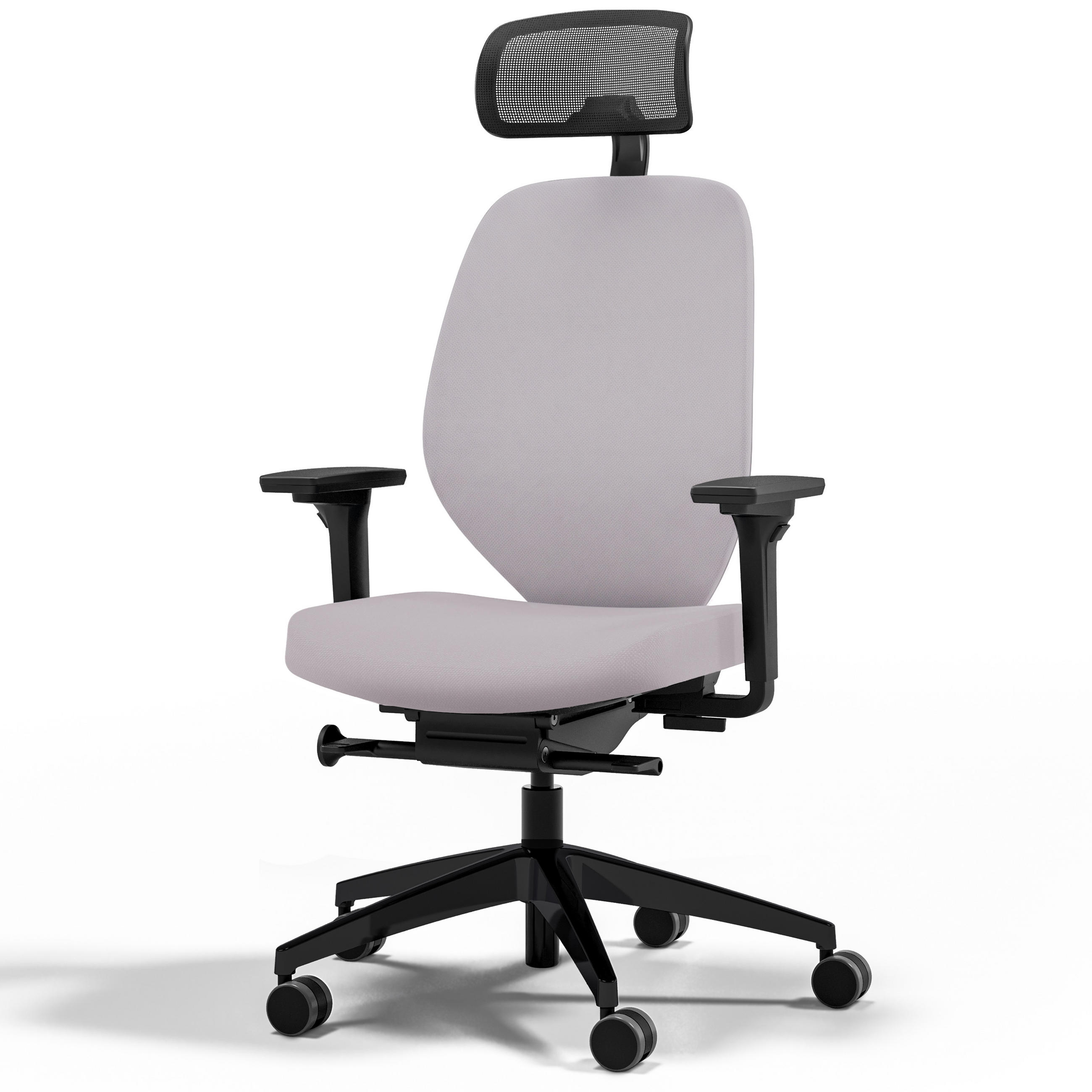 DREHSTUHL Ergonomischer Bürostuhl Atessa mit Polsterrücken und Kopfstütze / Mit Kopfstütze Hellgrau Ergonomischer Polsterrücken - Hellgrau, Textil (62.5/120.5/45cm) - ASSMANN