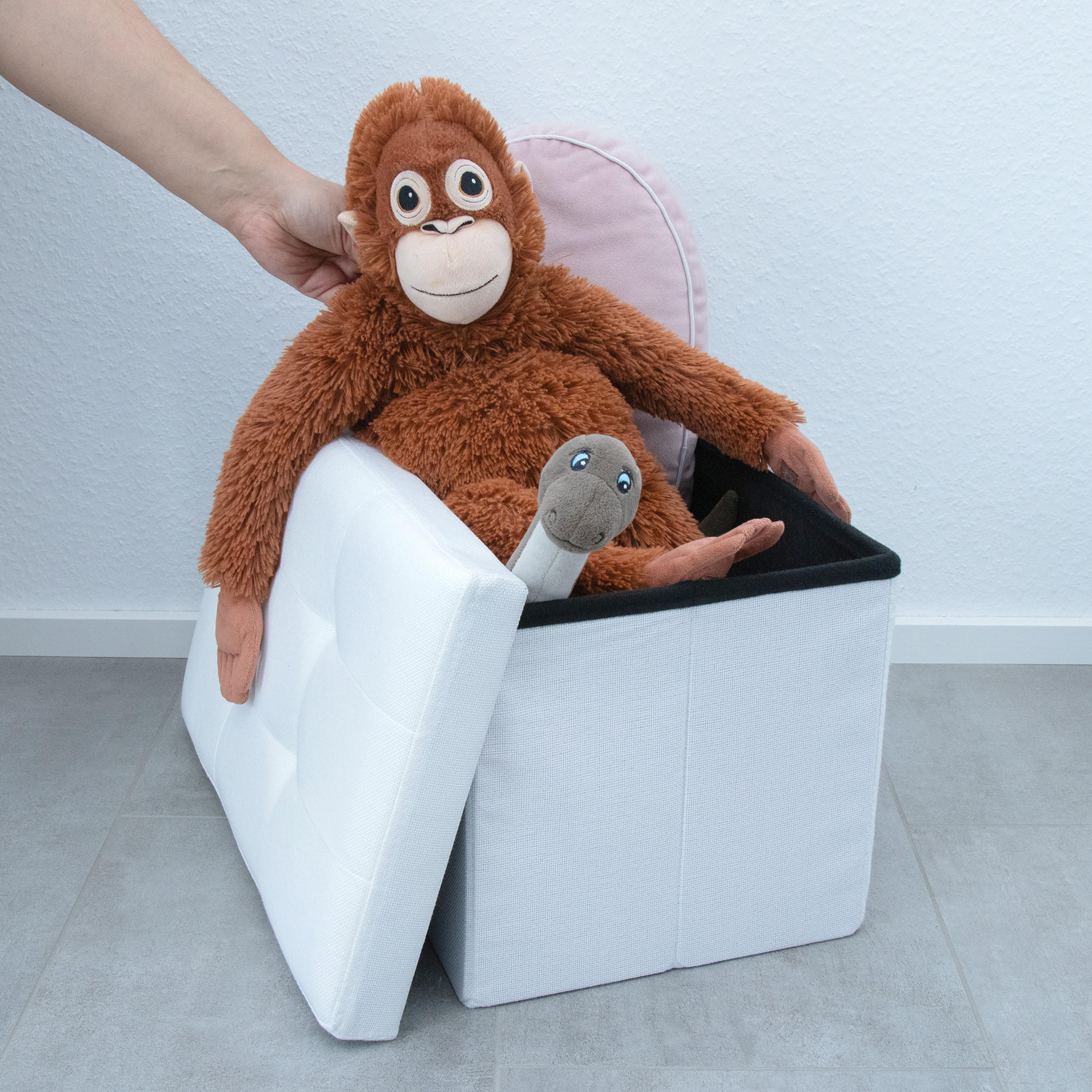 SITZBOX Faltbar mit Stauraum 49/30/30 cm (Weiß) - Weiß, Textil (30/30/49cm) - Intirilife