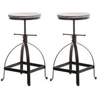 BARHOCKER 2er Set Holz bronze - Bronzefarben, Holz/Metall (36/51/36cm) - CLP