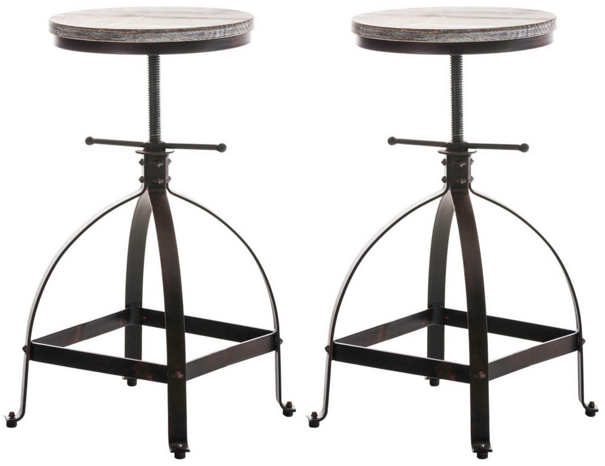 BARHOCKER 2er Set Holz bronze - Bronzefarben, Holz/Metall (36/51/36cm) - CLP