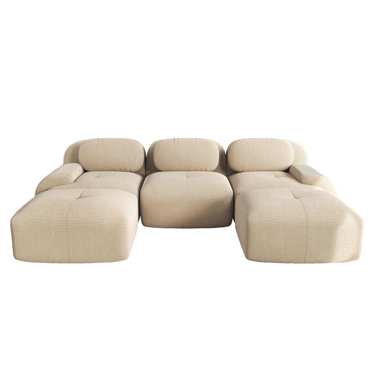 ECKSOFA modular rahmenlos Cordstoff Beige - Beige, Textil (178/75/298cm) - Meubliv