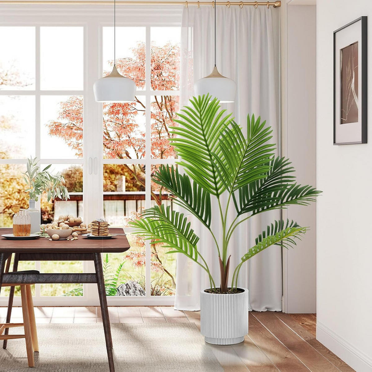 KÜNSTLICHE ARECA-PALME im Topf grün(2er-Set) - Grün, Kunststoff (90cm) - COSTWAY