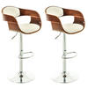 BARHOCKER 2er Set Lederlook walnuss/weiß - Walnussfarben/Weiß, Textil/Metall (50/88/48cm) - CLP